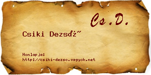 Csiki Dezső névjegykártya
